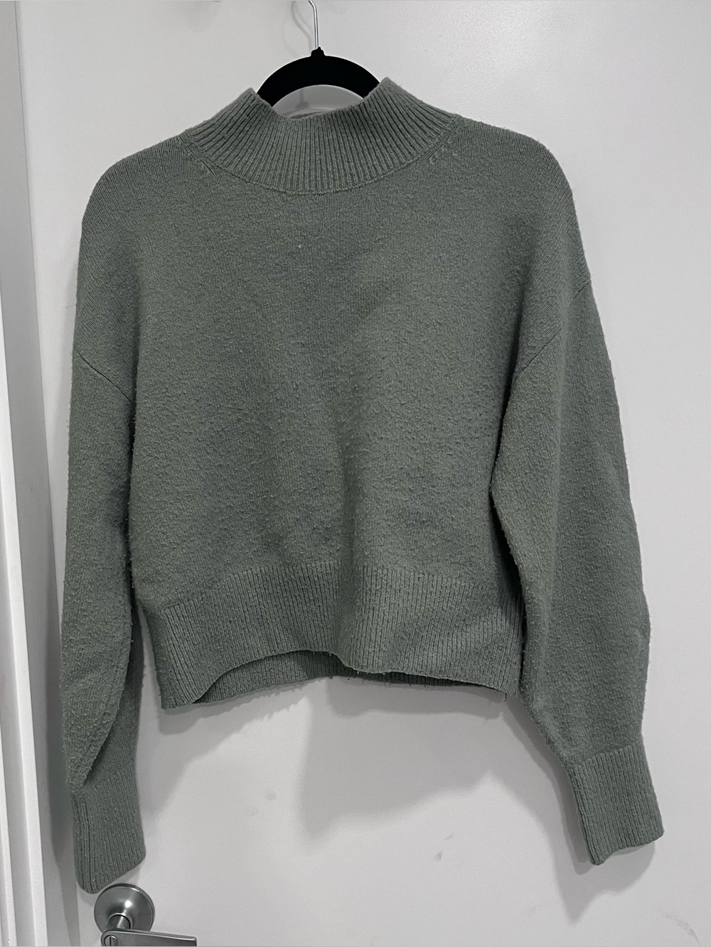 Atelier & Other Stories Relaxed Mock Neck Sweater Green Grey XS